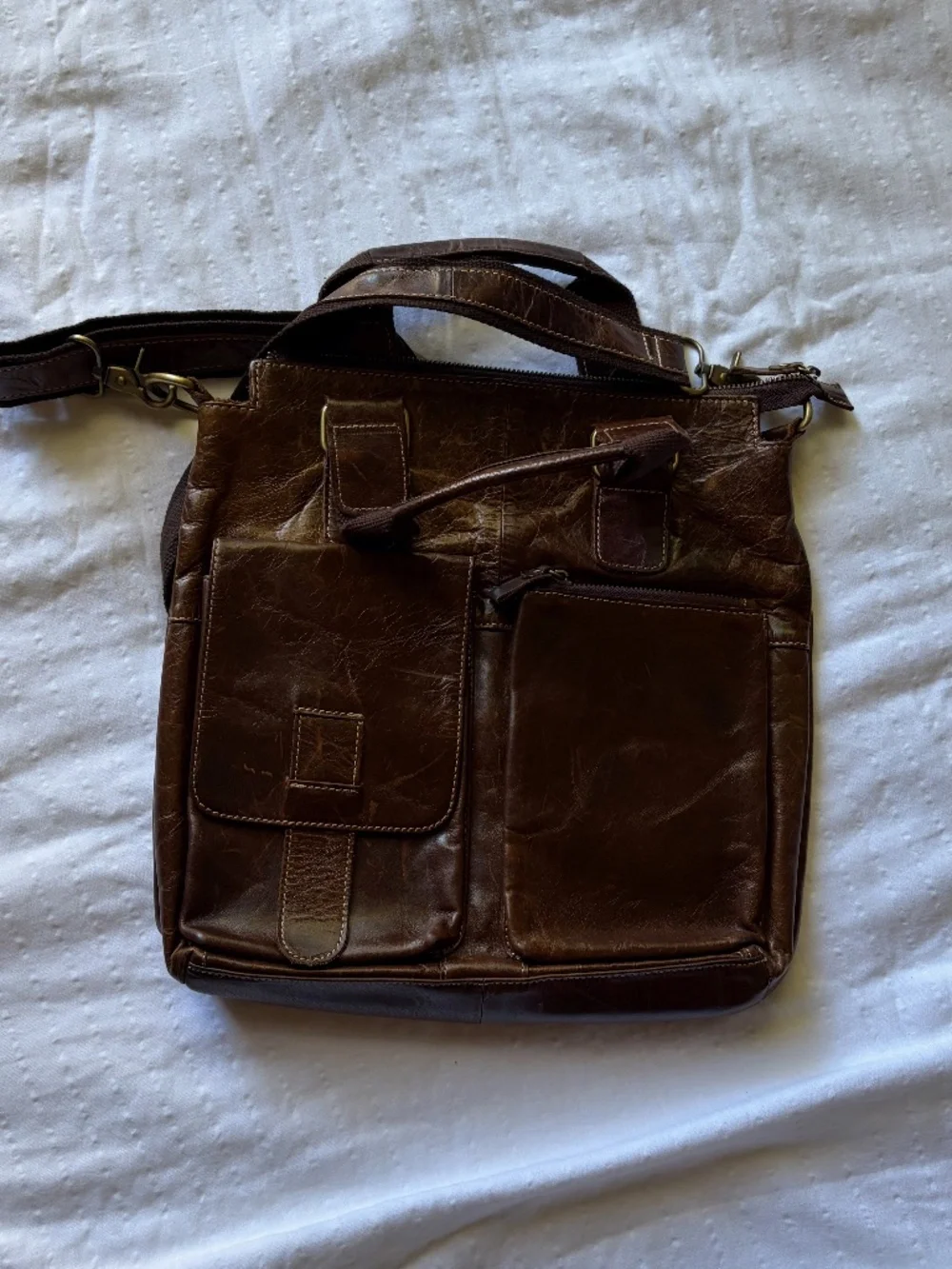 Italian leather and Italian made Men's shoulder and hand bag
